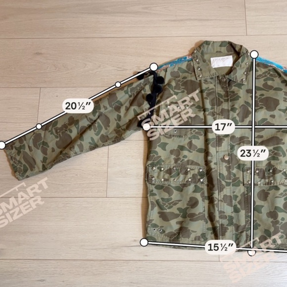 Zara Woman Camo Utility Jacket Embroidered Tapestry Back Pom Pom Studded Boho - Picture 7 of 7